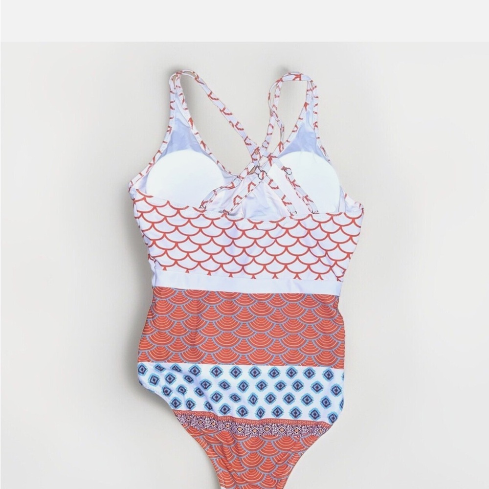 Cupshe Women's One-Piece Swimsuit - Orange and White